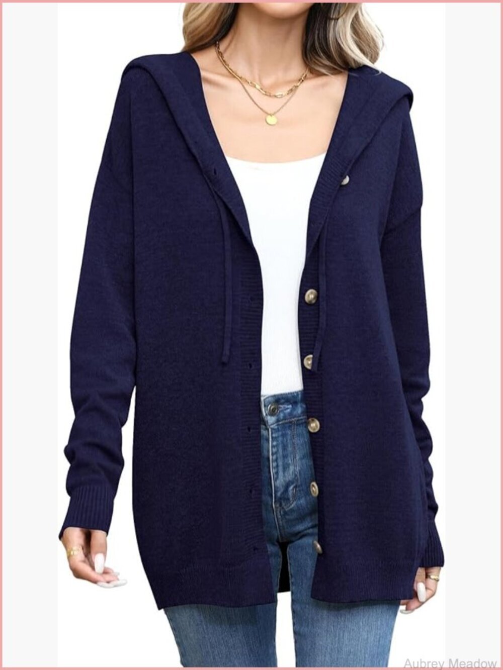 Button Down Hoodie Cardigan Sweater Long Sleeve Open Front Knit Outerwear